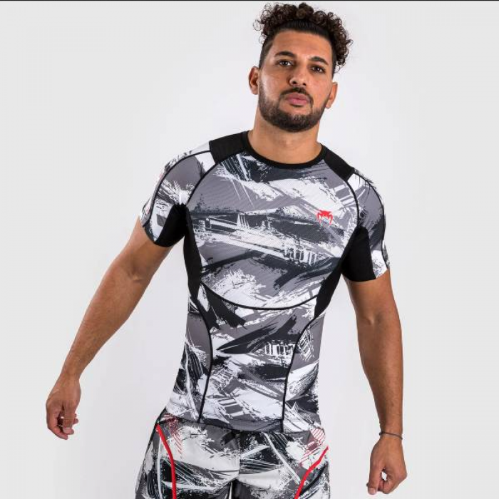 Рашгард - Venum Electron 3.0 Rashguard Short Sleeves - Grey/Red​